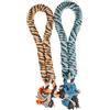 duvoplus, Twisted Cotton Rope with Bows Diameter 4.4 cm - 120 cm Blue/Orange, Toy, Blue/Orange, Dog