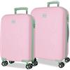 Disney Joumma Disney In viaggio con Stitch - Set di valigie rosa 55/60 cm, 6,26 kg, lucchetto TSA, ABS, 6,26 kg, 100,64 l, bagaglio a mano