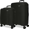Movom Set di valigie nere 55/68 cm rigido 6,65 kg chiusura TSA Polipropilene 6,65 kg 109LExtensibile bagaglio a mano, Nero, Taglia unica, Set di valigie