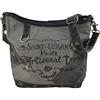 Sunsa Borsa a Tracolla in Tela Unisex, Vintage Crossbody Con Pelle, Nera Grigia, 34x27x10 cm
