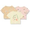 Amazon Essentials Magliette a Maniche Corte Bambine e Ragazze, Pacco da 3, Frutta Tropicale/Gatto Alla Moda/Tigrata, 5 anni