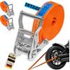 INTAKO Cinghie a Cricchetto 6 m 35 mm - Cinghie di Fissaggio 2000kg di forza - Cinghia a Crichetto Arancione (Arancione, 6m (2 Pezzi))