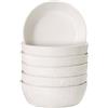 Navaris Set 6 Ciotole Ceramica Cucina - Ciotola Cereali - Scodella Colazione - Breakfast Bowl - Ciotoline per Aperitivo - Coppette Macedonia - Ø 15cm - Gres Bianco Effetto Lino