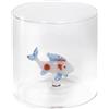 WD Lifestyle - Bicchiere in Vetro Borosilicato 250ml con Soggetto in Vetro Colorato Interno (Carpa)