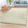 TT Home Tappeto Salotto Pelo Lungo Shaggy Morbido Soffice Design Moderno Monocolore, Colore:Bianco, Dimensione:120x170 cm