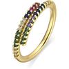 LUXENTER Anello con zirconi multicolori, finitura in oro 18 carati - Tazel, metallo, nessuna gemma, Metallo, Nessuna pietra preziosa