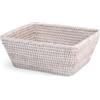 H&H Cestino Rettangolare in Rattan Bianco, 25x21x9cm