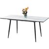 FurnitureR Tavolo da pranzo allungabile L-120-160 cm per 6-8 persone, design elegante, piano in marmo bianco MDF con gambe in metallo, versatile e minimalista, tavolo da cucina