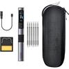DEWIN HS-02A Kit Saldatore Elettrico,DC9-24V 100W Saldatore Stagno Soldering Iron Saldatrice a Stagno Modalità Multi-potenza PD/QC/DC Riscaldamento Rapido 6 Teste Di Saldatura Display IPS