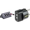 BTicinoBTicino S3713GBU Multipresa da Scrivania con Spina 10 A, 3 P30, 2 Prese USB, Interruttore, 2 m, Nero & S3625GE Adattatore con Spina Tedesca e Presa Bipasso, Colore Nero