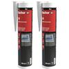 Fischer Sigillante Adesivo Bituminoso SB per Tetti e Tegole Canadesi, Grondaie, Membrane di Copertura, Colore Nero, 280 ml, 553127 (Confezione da 2)