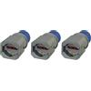 Electraline 80863 Adattatore 3 Poli Industriale Presa polivalente (schuko + 10/16A) Adatto per Camper, Campeggio, Caravan, Barca, cantiere-IP20, Grigio, Spina CEE 2P+T (Confezione da 3)
