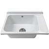 Negrari Pilozzo a Muro in PP con pilettone in metallo, Resistente agli agenti atmosferici, Kit di fissaggio e Kit di scarico inclusi, 58L x 38P x 21H cm, bianco