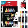 FABER-CASTELL - Pennarelli acrilici Shake & Paint Black Edition, 6 unità | Pennarelli acrilici a doppia punta (1 mm e 3 mm) per carta, legno, vetro, pietra e altro ancora