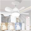 Carastek Ventilatore Lampadario da Soffitto 5 Pale 18'' LED Dimmerabile Ventilatori da Soffitto Silenziosi con Telecomando e Luce, Super Silenziosa, Velocità Luminosità Temperatura Colore Regolabil, Bianco