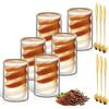 LISDATKE Tazzine Caffe Vetro Doppia Parete 400ml 6er Set Bicchierini da Cappuccino con 6 Cucchiaino Tazza Termica Caffè Trasparente Spirale Bicchieri da Latte Macchiato