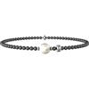KIDULT - Bracciale Uomo - Elastico con Sfere in Gunmetal e Perla - 732245