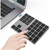 Yeemie Tastierino Numerico Bluetooth in Alluminio, 34 Tasti Esterni, Tastiera Scorciatoia per iMac, iOS Air, PRO, Mac Mini, Nero