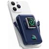 QTshine Magnetico Power Bank con Cavi Integrati per MagSafe, 10800mAh Wireless Caricatore Portatile QC4.0+25W PD Ricarica Rapida USB C Batteria Esterna con LED Display per Apple Watch/iPhone 16/15/14/13/12