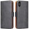 ROJIOJIO Cover per iPhone X, iPhone Xs Premium Pelle PU Portafoglio Flip Libro Libretto Custodia con [Chiusura Magnetica] [Supporto] [Porta Carte] per Apple iPhone X/Xs, Nero
