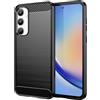 owlhold Cover per Samsung Galaxy A35 5G, Custodia Spazzolata e Fibra di Carbonio Morbido Silicone TPU Slim Fit Case, Antiurto, Antigraffio, Antiscivolo, Protezione Grado Militare, Nero