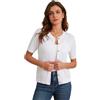 GRACE KARIN Top Estivi Donna Maglia Corta con Bottoni Lavorata a Trecce Maniche Corte Girocollo Elasticizzata Bianco M