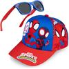 Get Trend Marvel Spidey Set Occhiali da Sole e Cappello Bambino Regolabile Cappellino e Protezione UV400 Occhiali Sole (Rosso/Blu Spidey)