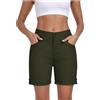 MoFiz Donna Pantaloni Cargo Corti Cotone Bermuda Shorts Pantaloncini Trekking Estivi Verde Militare-A EU XL