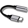 PADCR Adattatore per cuffie USB C, da USB-C a jack da 3,5 mm, universale, colore: grigio