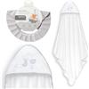Interbaby - Mantello da bagno per bambini + berretto regolabile | Asciugamano con cappuccio 100% cotone, unisex, morbido, asciugatura rapida, ideale per neonati, neonati e bambini piccoli, design