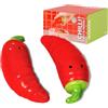 Fisura - Set saliera e pepiera originale «peperoncino» in ceramica. Design fantasioso per la tavola ispirato ai chili rossi. 2 elementi distintivi. 9 x 3 cm