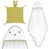 Interbaby - Mantello da bagno per bambini + mussola di Dudu | Asciugamano con cappuccio 100% cotone, unisex, morbido, asciugatura rapida, ideale per neonati, neonati e bambini piccoli, design orso