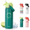 Fisura - Bottiglia d'acqua "Every hour is happy hour" 500 ml. Termos in acciaio inox senza BPA con cannuccia integrata per palestra, gite, lavoro e uso quotidiano.