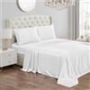 Juicy Couture Set di lenzuola per letto singolo XL, in raso satinato, setoso, con 1 lenzuolo con angoli, 1 lenzuolo piatto, 1 federa, lenzuola in raso resistente alle pieghe e anti pelucchi, bianco