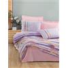 Nuit Des Rêves Ranforce - Set di copertine per trapunta singola, XXL, 155 x 220 cm, 100% cotone, rosa/viola/turchese/marrone, lavabile in lavatrice, con bottoni e chiusura a bottone, morbido ed