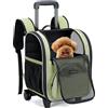 BIERPOER Zaino per Cani Gatti con Trolley - Trasportino per Gatto Cane con Ruote, Portatile Trolley Cane Zaino per Cani Gatti Fino 6 KG, Zaini Porta Cuccioli Per Viaggi, Escursioni, Verde Chiaro