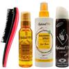 FEI FAN SET PER LA CURA DEI CAPELLI: Olio Cocco ILLUMINANTE, Per Tutti i Tipi Di Capelli 100ml + Balsamo Spray COCCO, Per Tutti i Tipi Di Capelli 200ml + Lacca Fissaggio FORTE 75ml + Spazzola Per Capelli