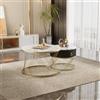 MSMOK Elegante tavolino da caffè componibile, effetto marmo, tavolino con cassetti, set da 2 (bianco e oro)