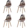 EGOONM Set di 4 Sedie da Pranzo Moderne, Patchwork Sedie in Stile Nordico con Gambe in legno di faggio, Sedie da Pranzo in Pelle Sintetica Soggiorno Cucina Ufficio (Marrone)