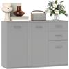 HOMCOM Credenza Soggiorno con 3 Armadietti e 2 Cassetti, Madia Soggiorno Moderna Salvaspazio con Ripiano Regolabile in Legno, 106x35x76 cm, Grigio Chiaro