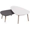 HUOLE Set 2 Tavolini da Salotto Impilabili Stile Nordico, Tavolino da Salotto Moderno, Tavoli Bassi da Caffè per Soggiorno e Camera-Due ovali: bianco + grigio