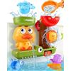 Fajiabao Giochi Bagnetto Neonato, Giochi Bambini 1 Anno,Giocho Vasca da Bagno Bambini, 1 Cucchiaio & 3 Tazze Impilabili, Giochi per Bagnetto 1 Anni, Regalo Bambino 1 Anno, Giocattoli Vasca 1 2 3 Anni