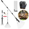 HuaMuDM Rastrello Foglie, 215 cm, Rastrello Foglie acciaio, Rastrello giardino, Rastrello per foglie giardino, Scopa da Giardino per Foglie Rastrello con Manico, Rastrello per la Pulizia di Piante, Prati e Co