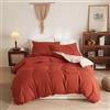 Ruccit Set copripiumino reversibile, per letto king size, in morbida microfibra spazzolata, con 2 federe, chiusura a cerniera, resistente allo sbiadimento, colore: arancione bruciato e crema