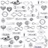 HERZWILD Connettore Per Bracciali 50 Pezzi Ciondoli Misti Connettore Connettori Gioielli per Artigianato Per Collana Fai Da Te Accessori Per Bracciali (Argento)