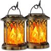 GEARLITE Lanterne Solari da Esterno, 2 Pezzi Lanterna Solare da Esterno Effetti Fiamma Realistici, IP65 Impermeabile Lampada Solare da Giardino Esterni Appese con Clip per Cortile, Halloween (Bronzo)