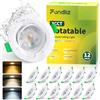Fondiiz Faretti Led da Incasso per Cartongesso Orientabili, 5W 480LM Faretto led Regolabile Caldo 2700K Neutro 4500K Freddo 6000K, IP44 Luci da Soffitto Interno Ultrasottili, Foro Ø70-80mm, Set di 12