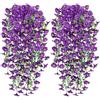 Weldomcor 2 fiori artificiali da appendere, lunghi, fiori artificiali di gloria mattutina, viola, resistenti ai raggi UV, piante finte da appendere, per matrimoni, casa, giardino, cortile, decorazione