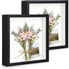 Anhow 2Pcs 3D Cornice Profonda, Cornici 23 x 23 cm Cornice 3D Profonda con Vetro Cornice Nera per Fiori, Souvenir, Pittura Diamante - 3 cm di Profondità/Nero
