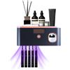 BlyeMichdi Porta Spazzolino UV, Sterilizzatore Portaspazzolino UV, Sterilizzatore per Spazzolino Elettrico con Dispenser Dentifricio, Portaspazzolino Parete per 5 Spazzolino, 60 Giorni con Una Sola Carica